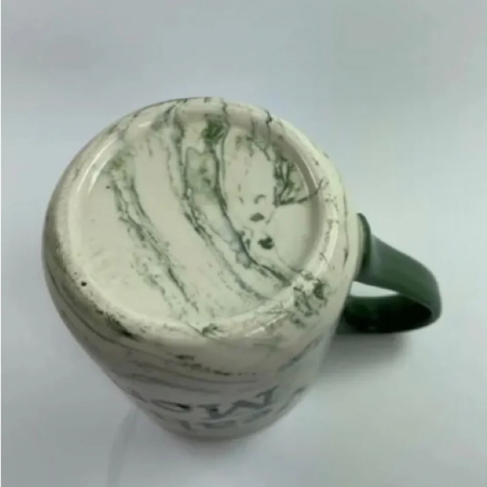 Vintage Jamaica Souvenir Coffee Mug YEAH MON Marble Design Green Handle